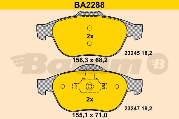 BARUM Комплект тормозных колодок, дисковый тормоз BA2288