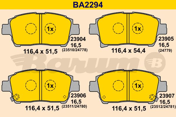 BARUM Piduriklotsi komplekt,ketaspidur BA2294