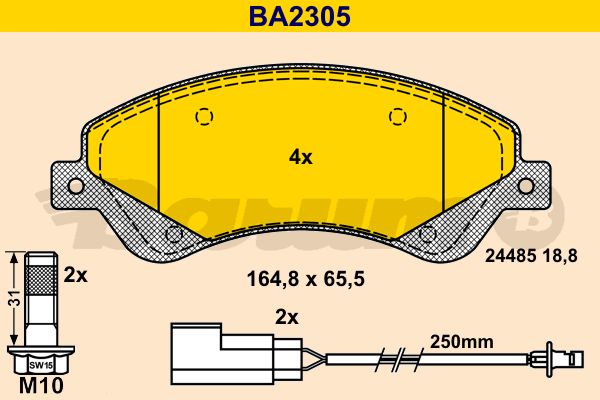 BARUM Комплект тормозных колодок, дисковый тормоз BA2305