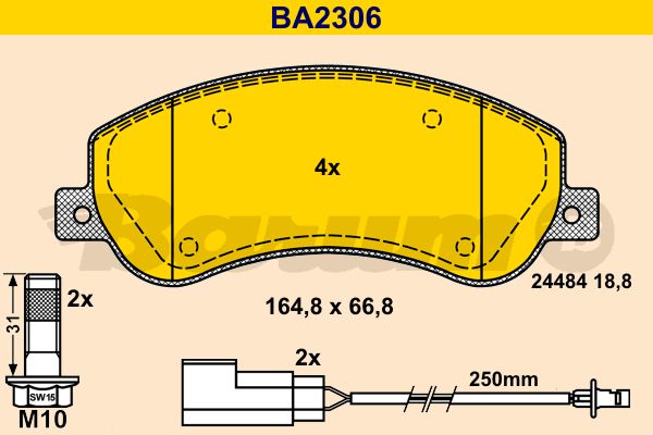 BARUM Piduriklotsi komplekt,ketaspidur BA2306