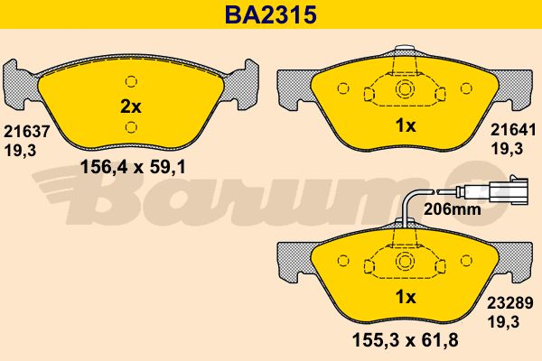 BARUM Piduriklotsi komplekt,ketaspidur BA2315