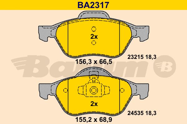 BARUM Комплект тормозных колодок, дисковый тормоз BA2317