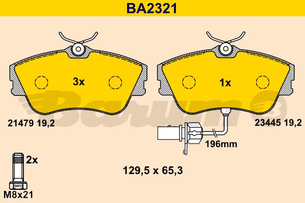 BARUM Комплект тормозных колодок, дисковый тормоз BA2321