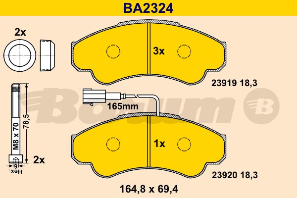 BARUM Piduriklotsi komplekt,ketaspidur BA2324