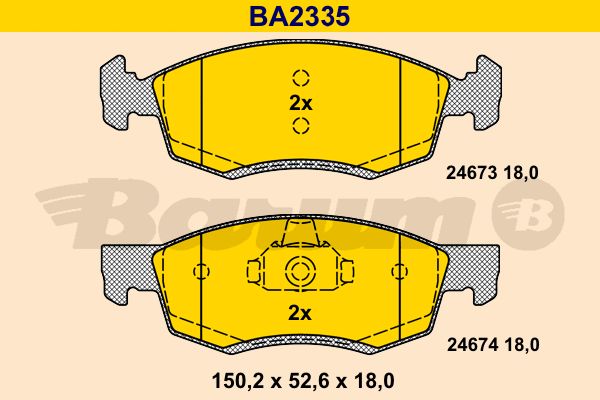 BARUM Комплект тормозных колодок, дисковый тормоз BA2335