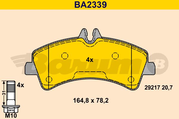 BARUM Комплект тормозных колодок, дисковый тормоз BA2339
