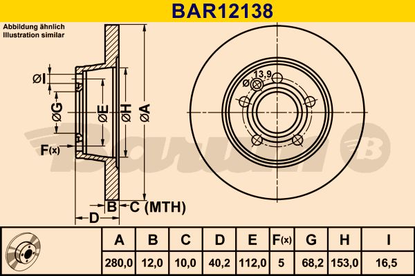 BARUM Тормозной диск BAR12138