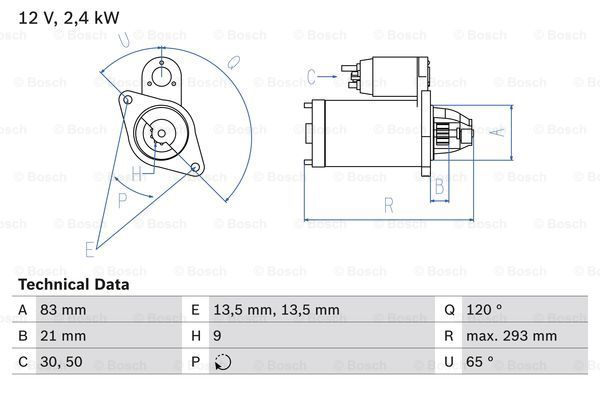 BOSCH Starter 0 986 011 040