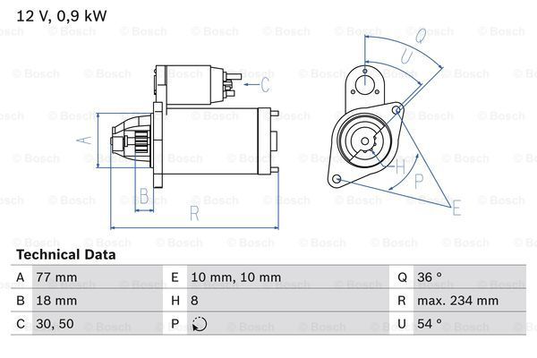 BOSCH Starter 0 986 012 301