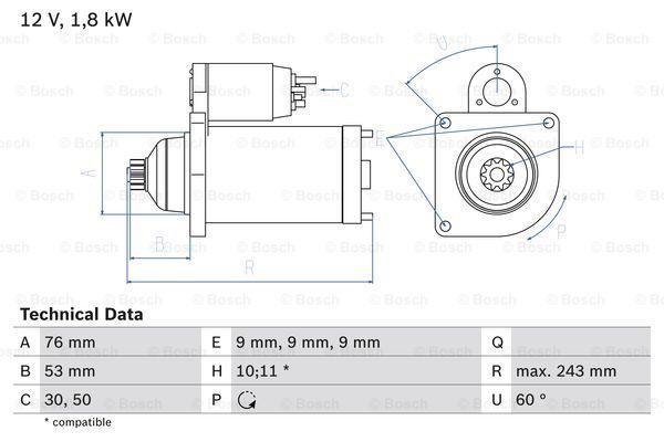 BOSCH Starter 0 986 016 990