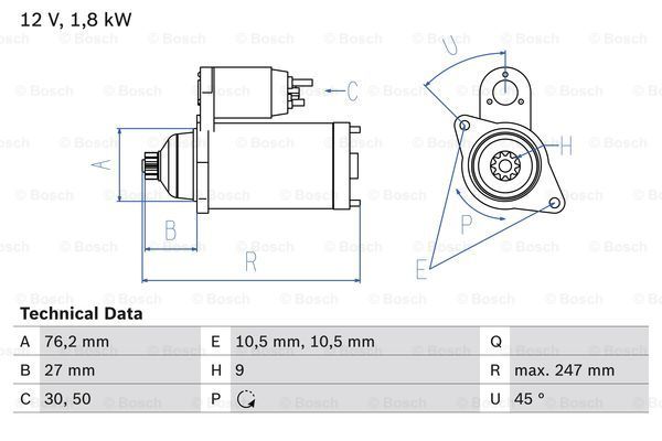 BOSCH Стартер 0 986 018 410