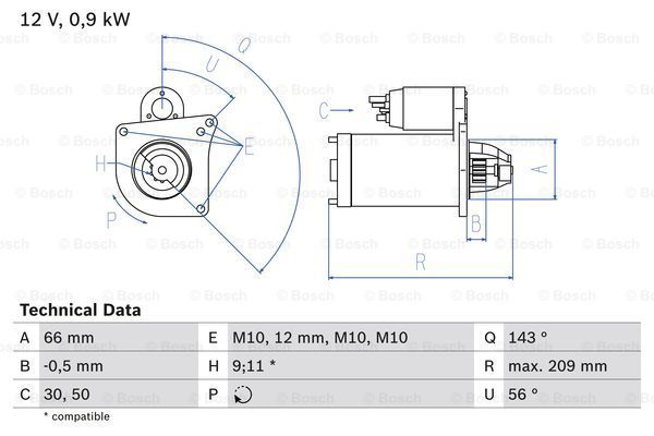 BOSCH Starter 0 986 018 860