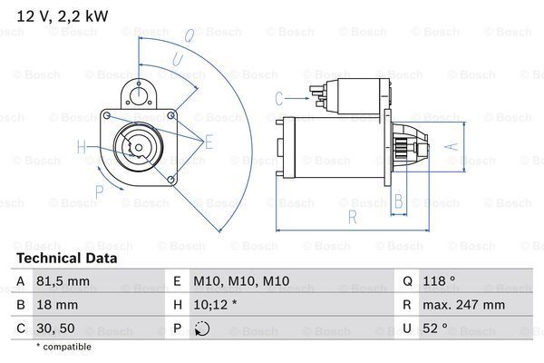 BOSCH Starter 0 986 023 180