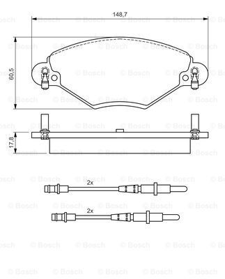 BOSCH Комплект тормозных колодок, дисковый тормоз 0 986 424 582