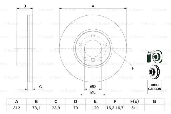 BOSCH Тормозной диск 0 986 479 381