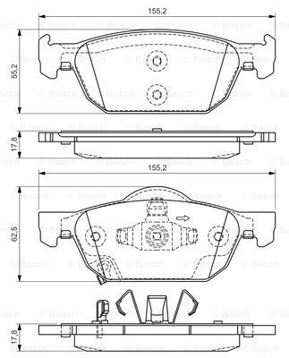 BOSCH Комплект тормозных колодок, дисковый тормоз 0 986 494 383