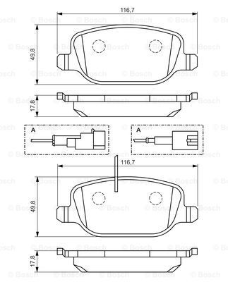 BOSCH Комплект тормозных колодок, дисковый тормоз 0 986 494 466