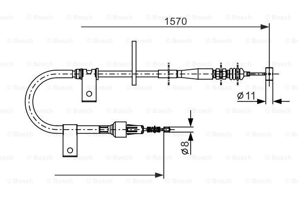 BOSCH Тросик, cтояночный тормоз 1 987 477 875