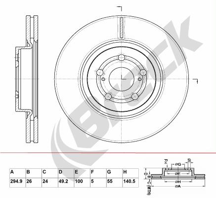 BRECK Тормозной диск BR 357 VA100