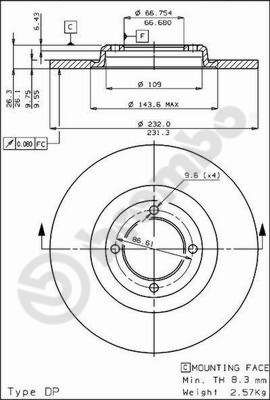 BRECO Тормозной диск BS 7047