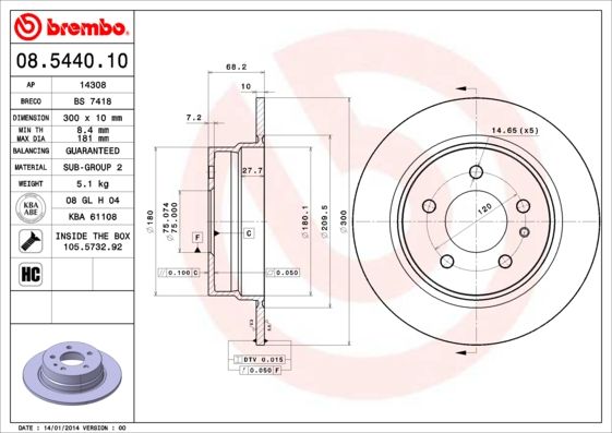 BRECO Тормозной диск BS 7418