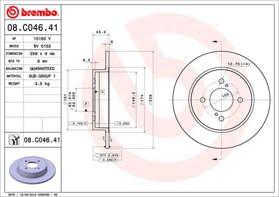 BREMBO Тормозной диск 08.C046.41