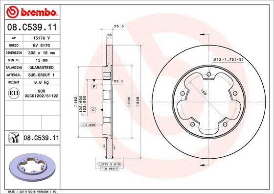 BREMBO Тормозной диск 08.C539.11