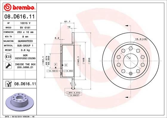 BREMBO Piduriketas 08.D616.11