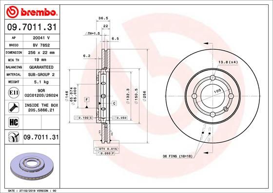 BREMBO Тормозной диск 09.7011.31