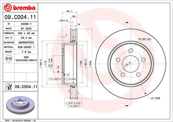 BREMBO Тормозной диск 09.C004.11