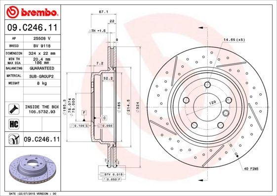 BREMBO Тормозной диск 09.C246.11