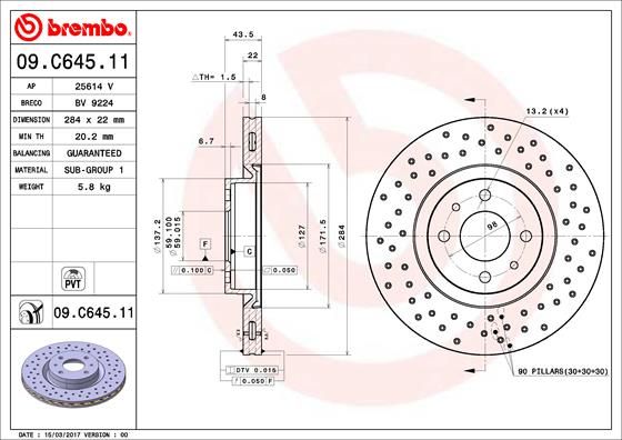 BREMBO Тормозной диск 09.C645.11