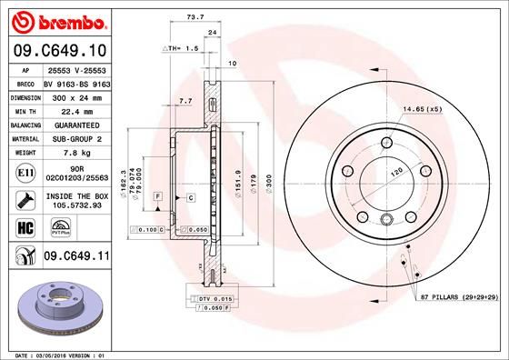 BREMBO Тормозной диск 09.C649.11