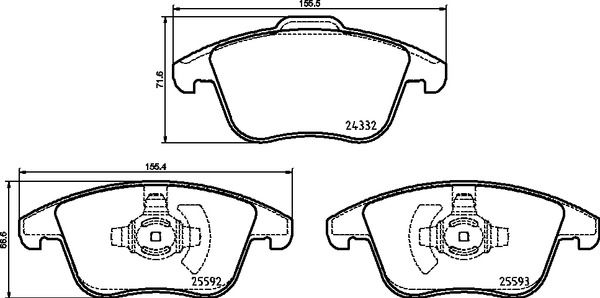 BREMBO Piduriklotsi komplekt,ketaspidur P 24 211