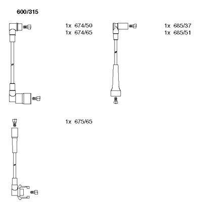 BREMI Комплект проводов зажигания 600/315