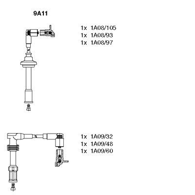 BREMI Комплект проводов зажигания 9A11