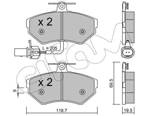 CIFAM Комплект тормозных колодок, дисковый тормоз 822-215-2