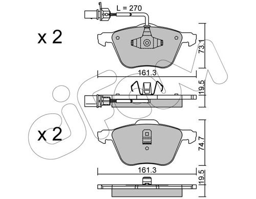 CIFAM Комплект тормозных колодок, дисковый тормоз 822-551-0