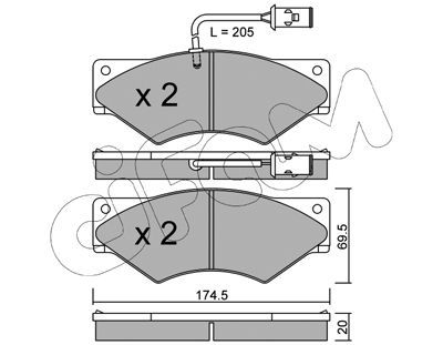 CIFAM Комплект тормозных колодок, дисковый тормоз 822-849-0
