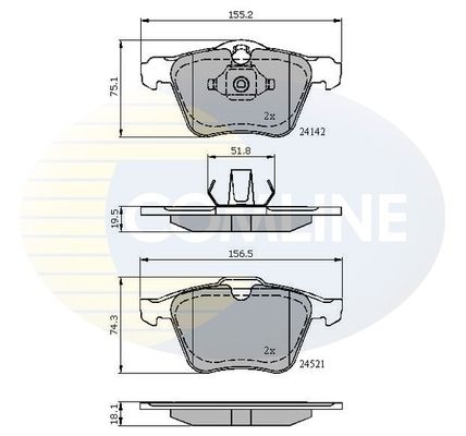 COMLINE Комплект тормозных колодок, дисковый тормоз CBP01608