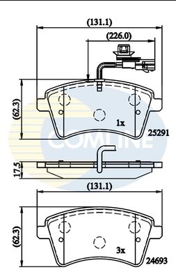 COMLINE Комплект тормозных колодок, дисковый тормоз CBP11707