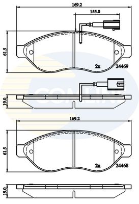 COMLINE Комплект тормозных колодок, дисковый тормоз CBP12227