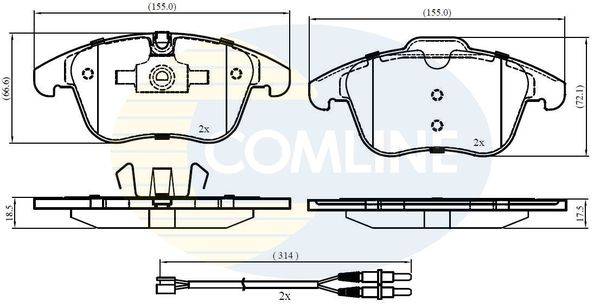 COMLINE Комплект тормозных колодок, дисковый тормоз CBP22002