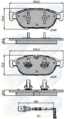 COMLINE Комплект тормозных колодок, дисковый тормоз CBP22120