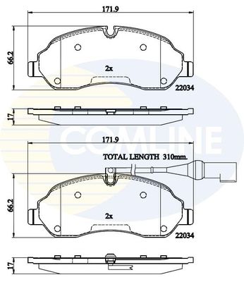 COMLINE Комплект тормозных колодок, дисковый тормоз CBP22214