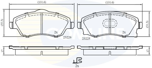 COMLINE Piduriklotsi komplekt,ketaspidur CBP31112