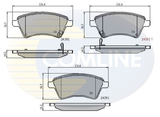 COMLINE Комплект тормозных колодок, дисковый тормоз CBP31513