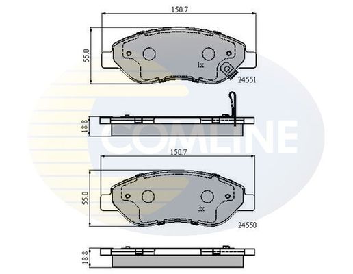 COMLINE Комплект тормозных колодок, дисковый тормоз CBP31638