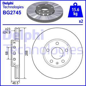 DELPHI Тормозной диск BG2745
