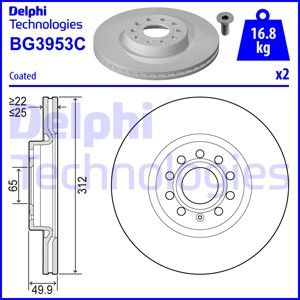 DELPHI Тормозной диск BG3953C